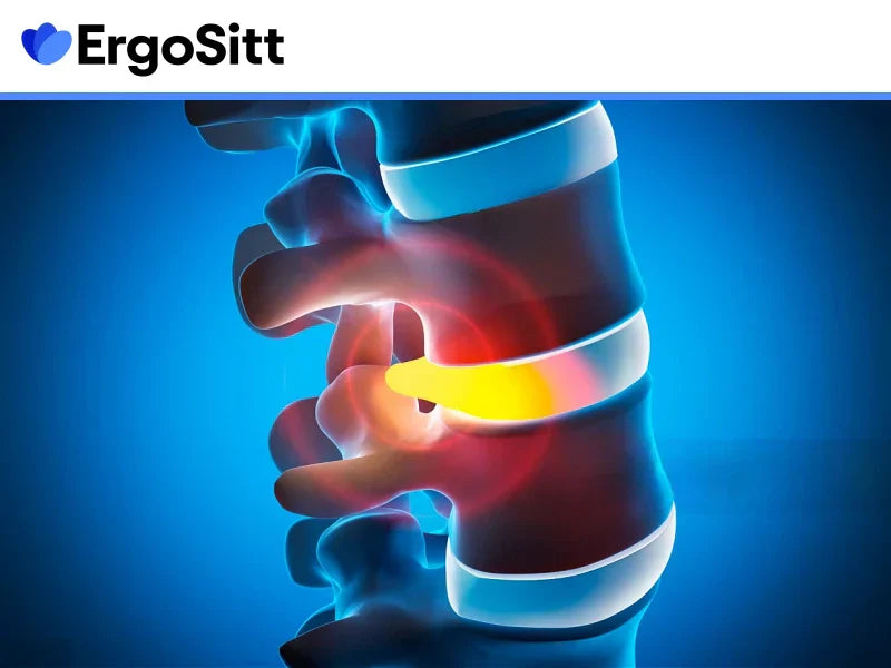 Illustration av diskbråck i ländryggen – ErgoSitt artikel om bästa sittdynan för smärtlindring