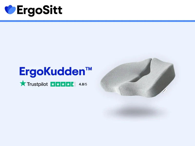 ErgoKudden™ – ergonomisk sittkudde med svanskoteavlastning och 4.8 i betyg på Trustpilot, utvecklad för att lindra ryggsmärta vid stillasittande