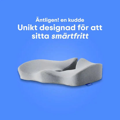 Ergonomisk sittkudde designad för smärtfri sittning, unik utformning.