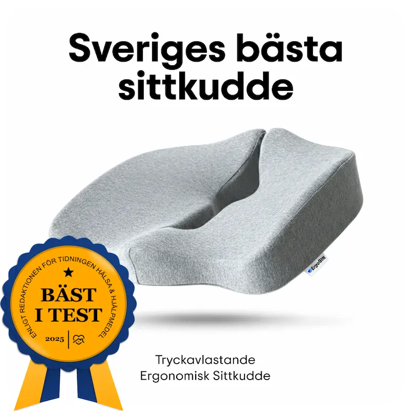 ErgoKudden tryckavlastande ergonomisk sittkudde i grått — bäst i test 2025 enligt redaktionen för tidningen Hälsa & Hjälpmedel