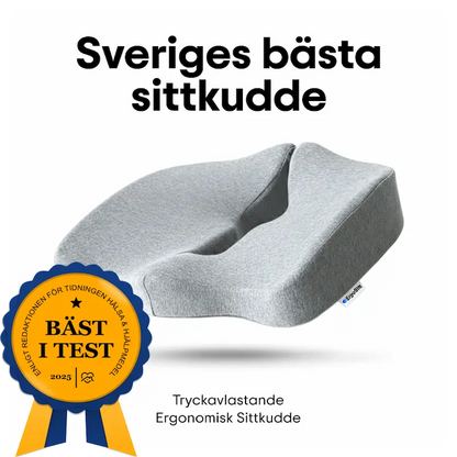ErgoKudden tryckavlastande ergonomisk sittkudde i grått — bäst i test 2025 enligt redaktionen för tidningen Hälsa & Hjälpmedel