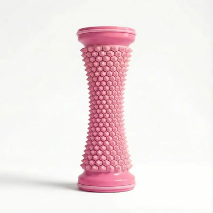 ErgoMassage fasciahjul för fotmassage i rosa med hexagonalt honeycomb-mönster — produktbild stående mot vit bakgrund